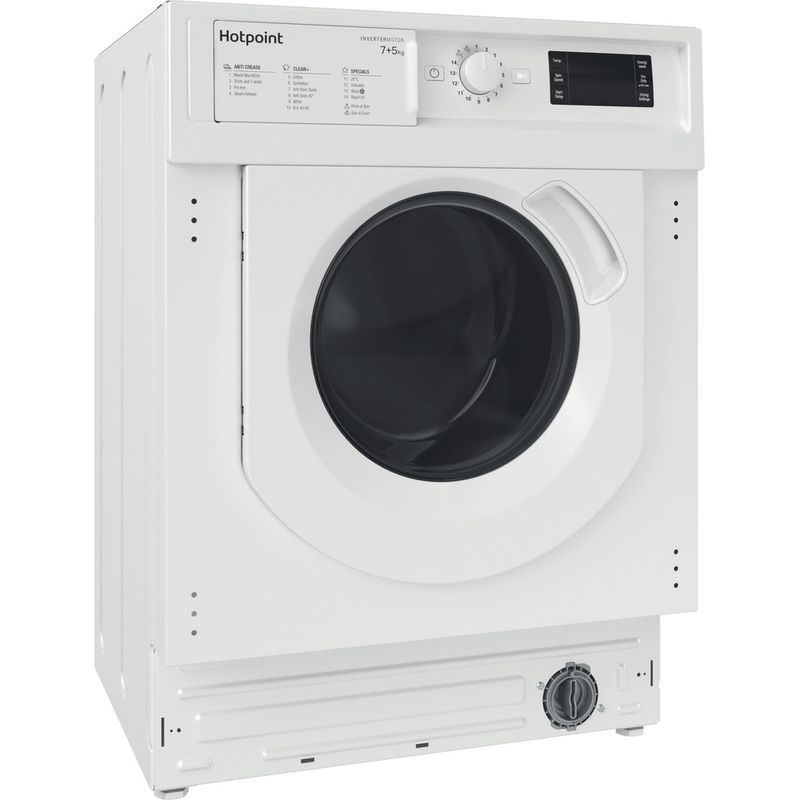 Hotpoint Washer dryer Built-in BI WDHG 75148 UK N White Front loader Perspective