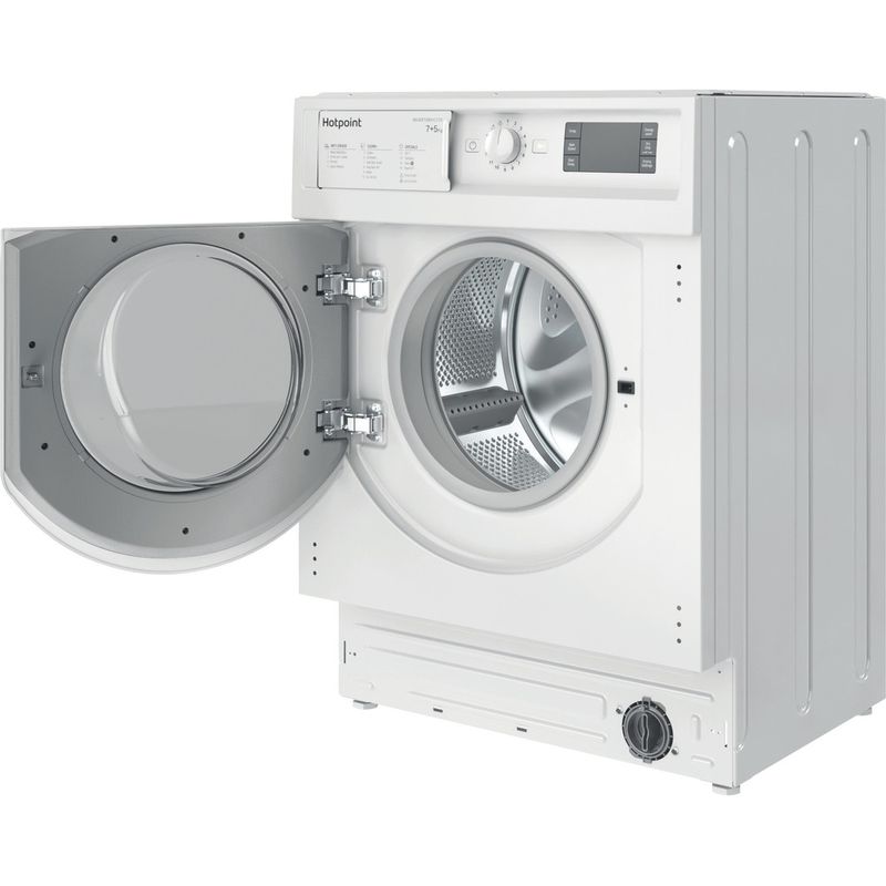 Hotpoint Washer dryer Built-in BI WDHG 75148 UK N White Front loader Perspective open