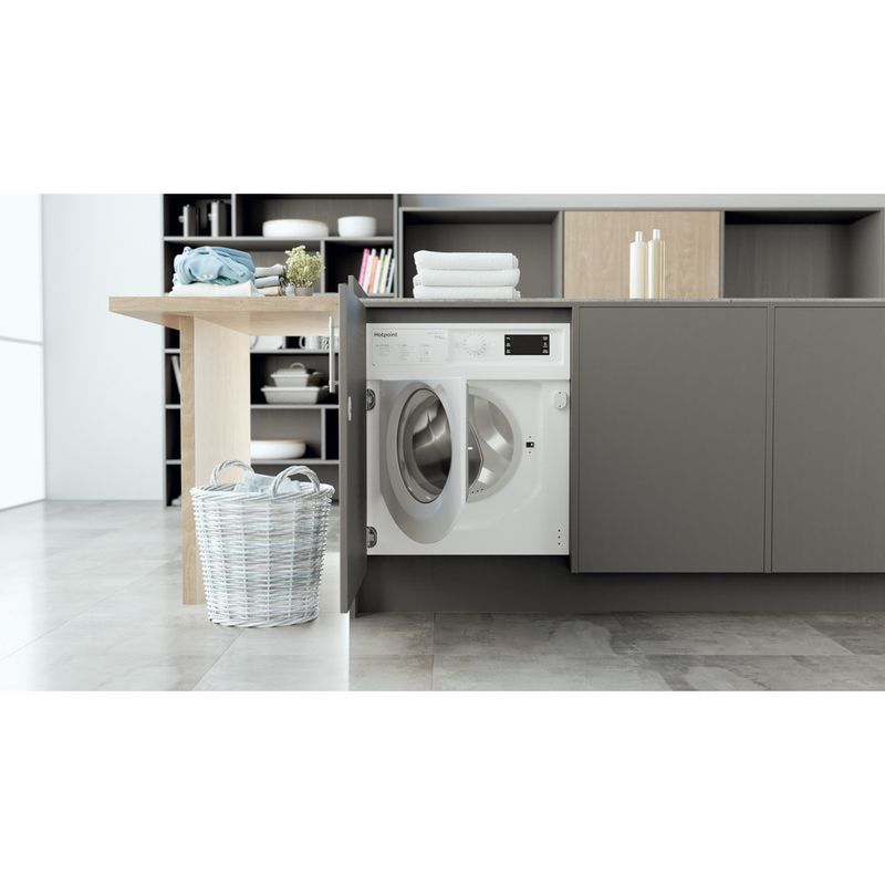 Hotpoint Washer dryer Built-in BI WDHG 75148 UK N White Front loader Lifestyle frontal open
