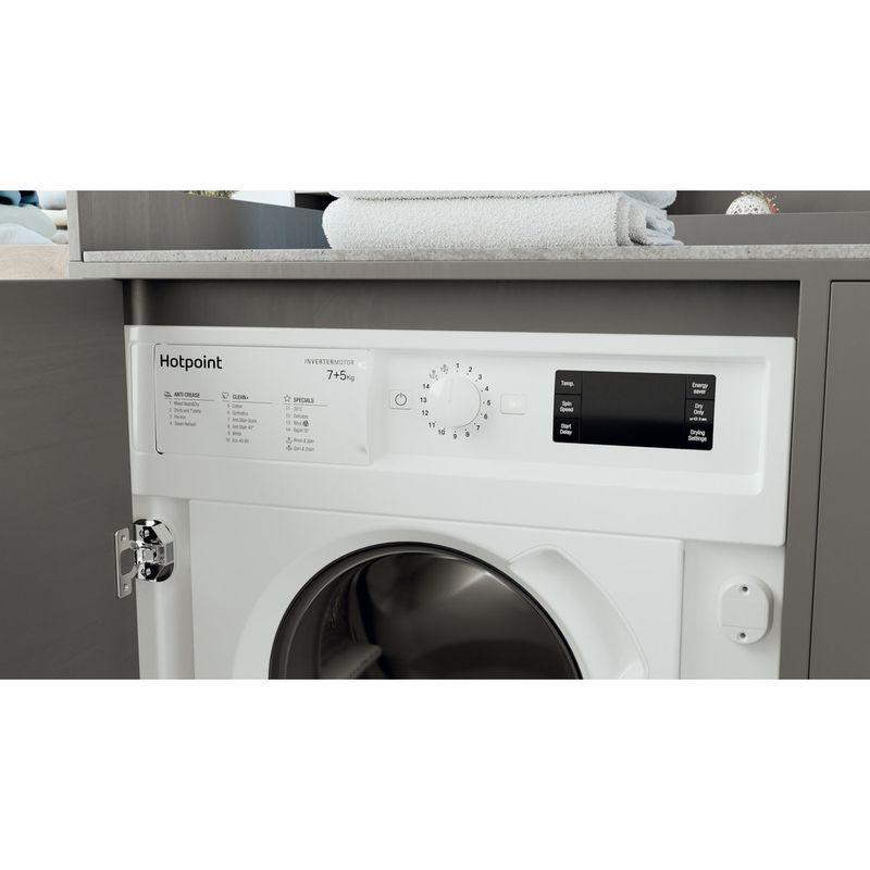 Hotpoint Washer dryer Built-in BI WDHG 75148 UK N White Front loader Lifestyle control panel
