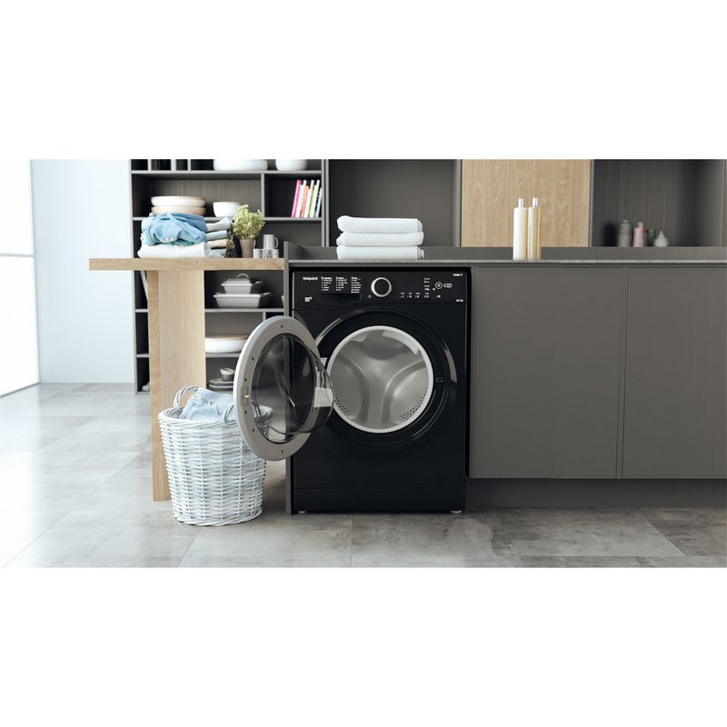Hotpoint Washer dryer Freestanding RDGR 9662 KS UK N Black Front loader Lifestyle frontal open