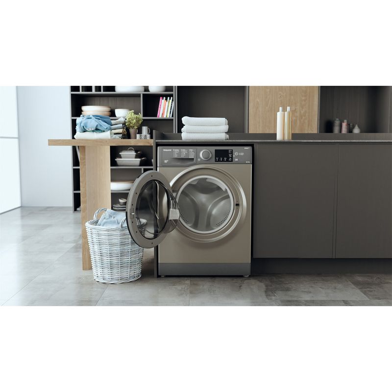 Hotpoint Washer dryer Freestanding RDG 9643 GK UK N Graphite Front loader Lifestyle frontal open