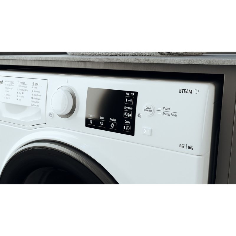 Hotpoint Washer dryer Freestanding RD 964 JD UK N White Front loader Lifestyle control panel