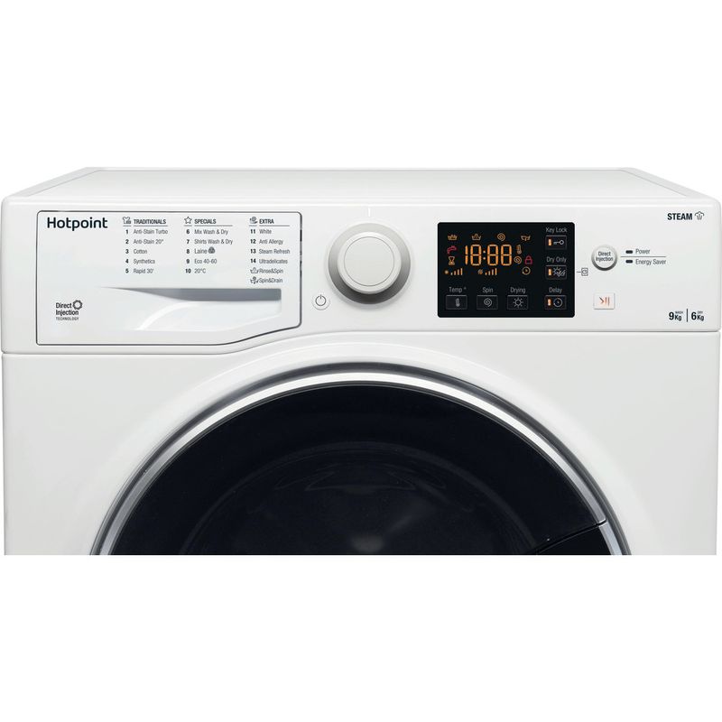 Hotpoint Washer dryer Freestanding RD 964 JD UK N White Front loader Control panel