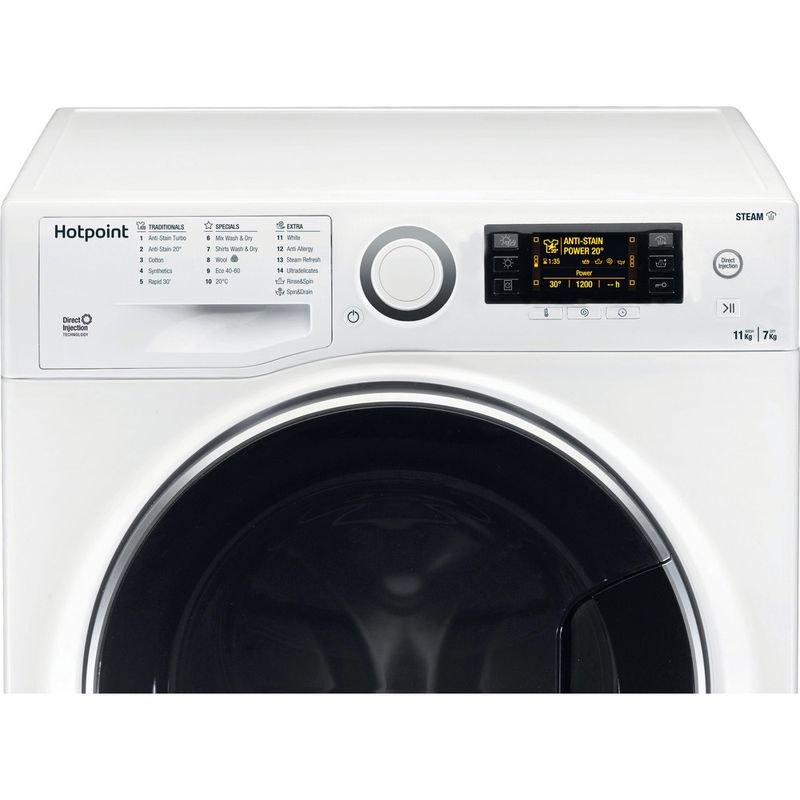 Hotpoint Washer dryer Freestanding RD 1176 JD UK N White Front loader Control panel