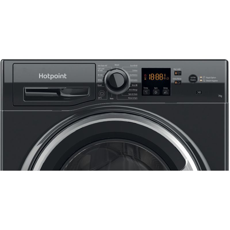 Hotpoint-Washing-machine-Freestanding-NSWF-742U-BS-UK-N-Black-Front-loader-E-Control-panel