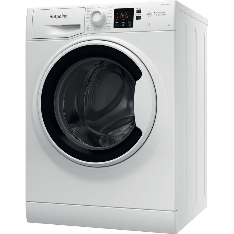 Hotpoint Washing machine Freestanding NSWA 843C WW UK N White Front loader D Perspective