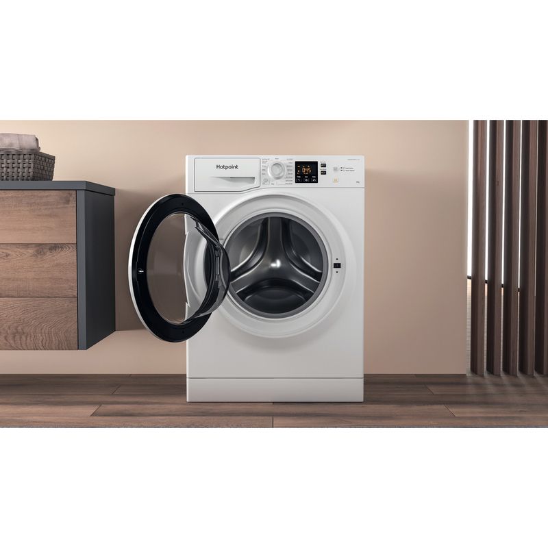 Hotpoint Washing machine Freestanding NSWA 843C WW UK N White Front loader D Lifestyle frontal open