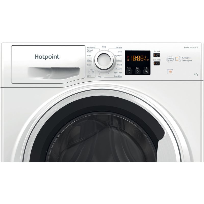 Hotpoint Washing machine Freestanding NSWA 843C WW UK N White Front loader D Control panel