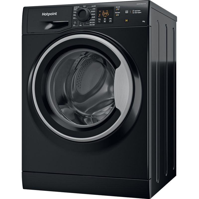 Hotpoint-Washing-machine-Freestanding-NSWM-843C-BS-UK-N-Black-Front-loader-D-Perspective