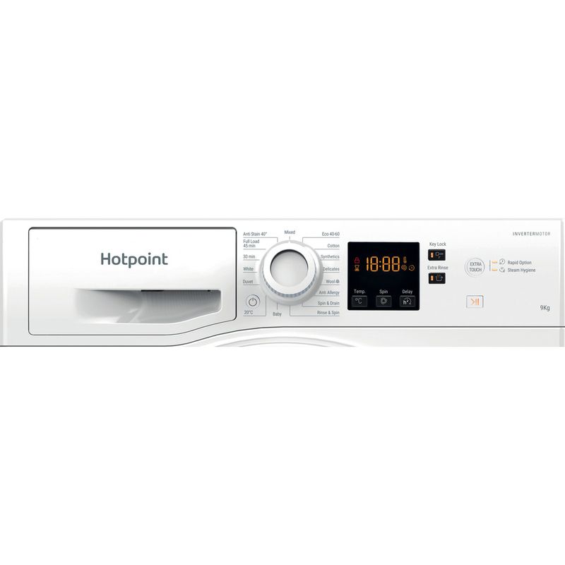 Hotpoint Washing machine Freestanding NSWM 963C W UK N White Front loader D Control panel