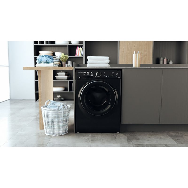 Hotpoint Washer dryer Freestanding RD 966 JKD UK N Black Front loader Lifestyle frontal