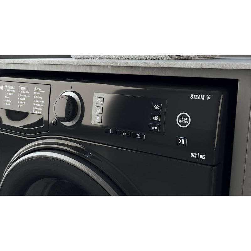 Hotpoint Washer dryer Freestanding RD 966 JKD UK N Black Front loader Lifestyle control panel