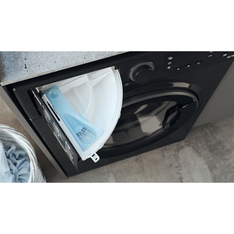 Hotpoint Washer dryer Freestanding RD 966 JKD UK N Black Front loader Drawer