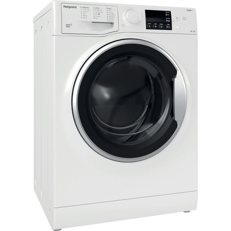 Hotpoint Washer dryer Freestanding RDGR 9662 WS UK N White Front loader Perspective