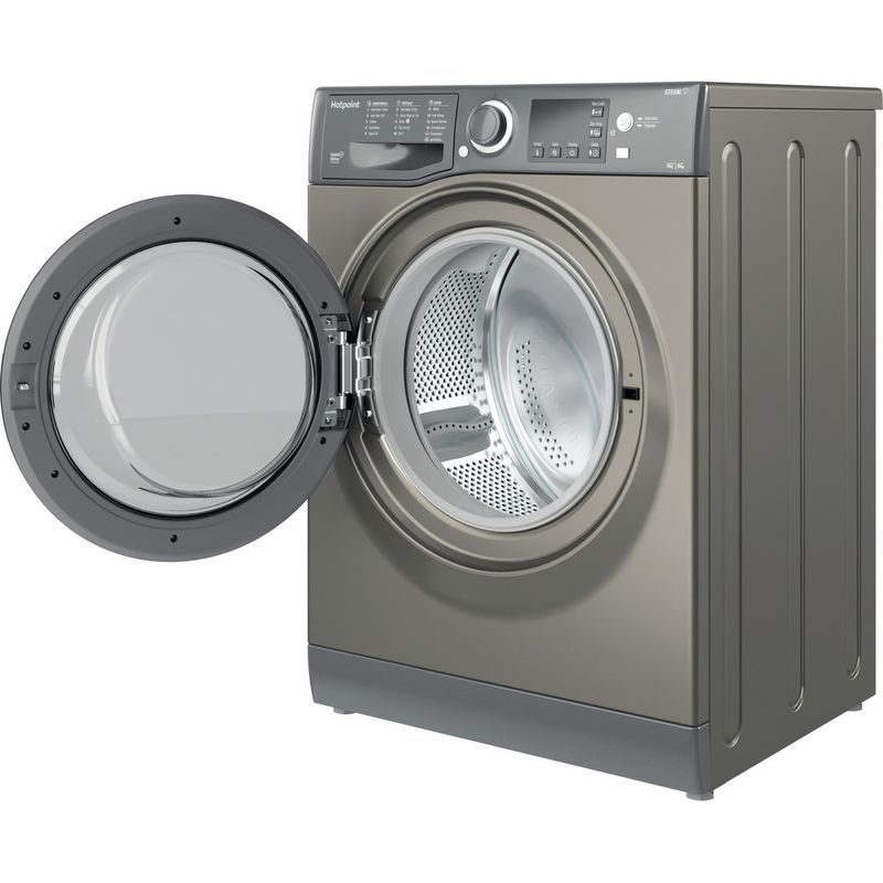 Hotpoint Washer dryer Freestanding RDGR 9662 GK UK N Graphite Front loader Perspective open
