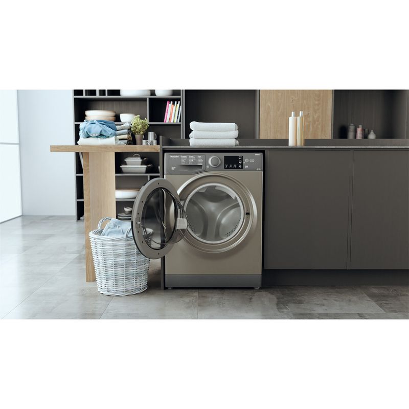 Hotpoint Washer dryer Freestanding RDGR 9662 GK UK N Graphite Front loader Lifestyle frontal open