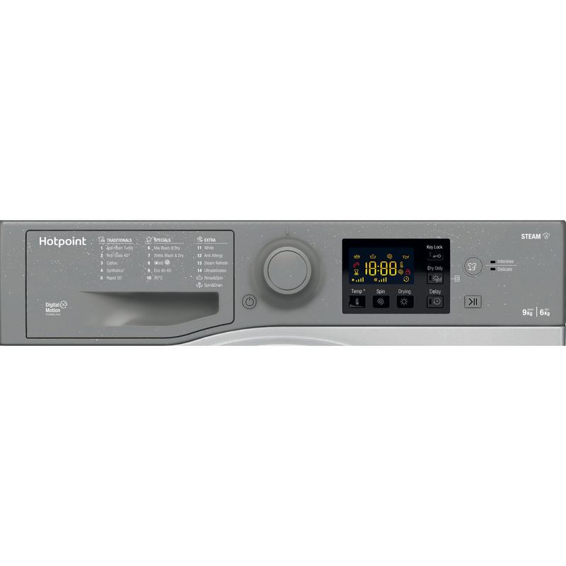 Hotpoint Washer dryer Freestanding RDGR 9662 GK UK N Graphite Front loader Control panel