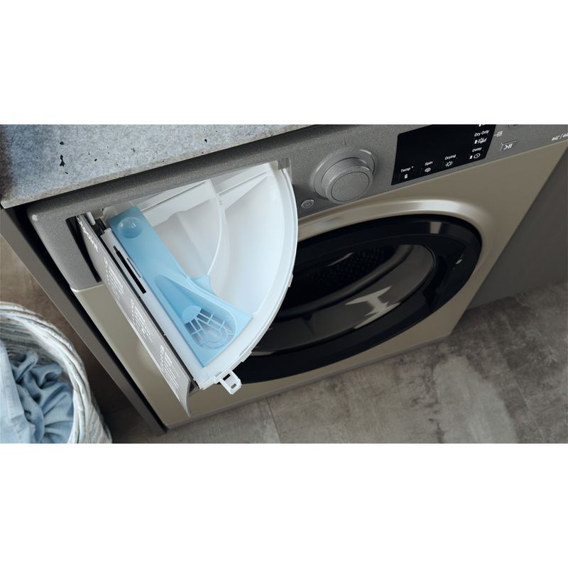 Hotpoint Washer dryer Freestanding RDGR 9662 GK UK N Graphite Front loader Drawer