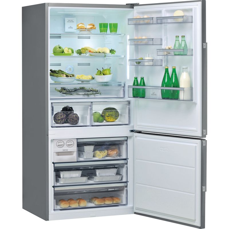 Hotpoint-Fridge-Freezer-Freestanding-H84BE-72-XO3-UK-2-Inox-2-doors-Perspective-open