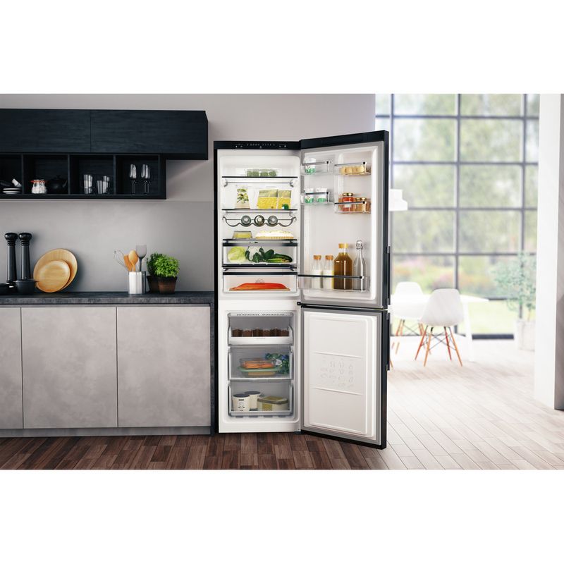 Hotpoint Fridge Freezer Freestanding H5T 811I K H 1 Black 2 doors Lifestyle frontal open