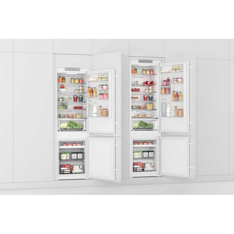 Hotpoint Fridge Freezer Built-in HTC18 T532 UK White 2 doors Perspective open