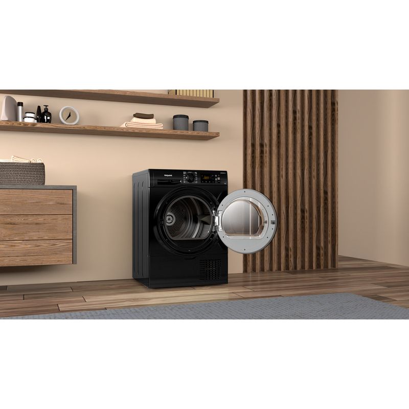 Hotpoint-Dryer-H3-D91B-UK-Black-Lifestyle-perspective-open