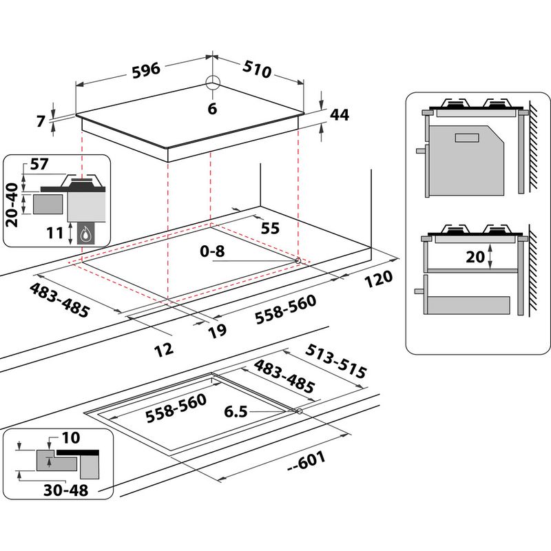 Hotpoint HOB HGS 61S BK Black GAS Technical drawing