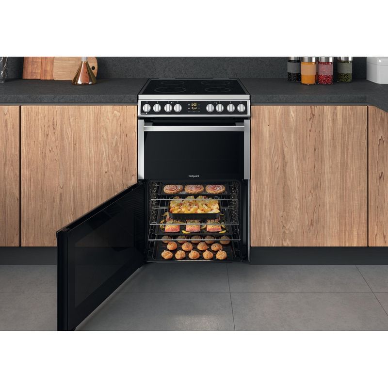 Hotpoint Double Cooker HDM67V8D2CX/UK Inox A Lifestyle frontal open