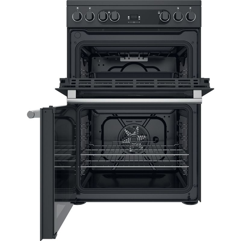 Hotpoint Double Cooker CD67V9H2CA/UK Antracite A Frontal open