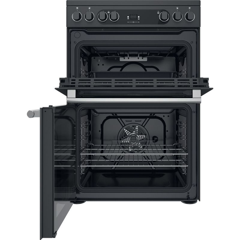 Hotpoint-Double-Cooker-CD67V9H2CA-UK-Antracite-A-Frontal-open