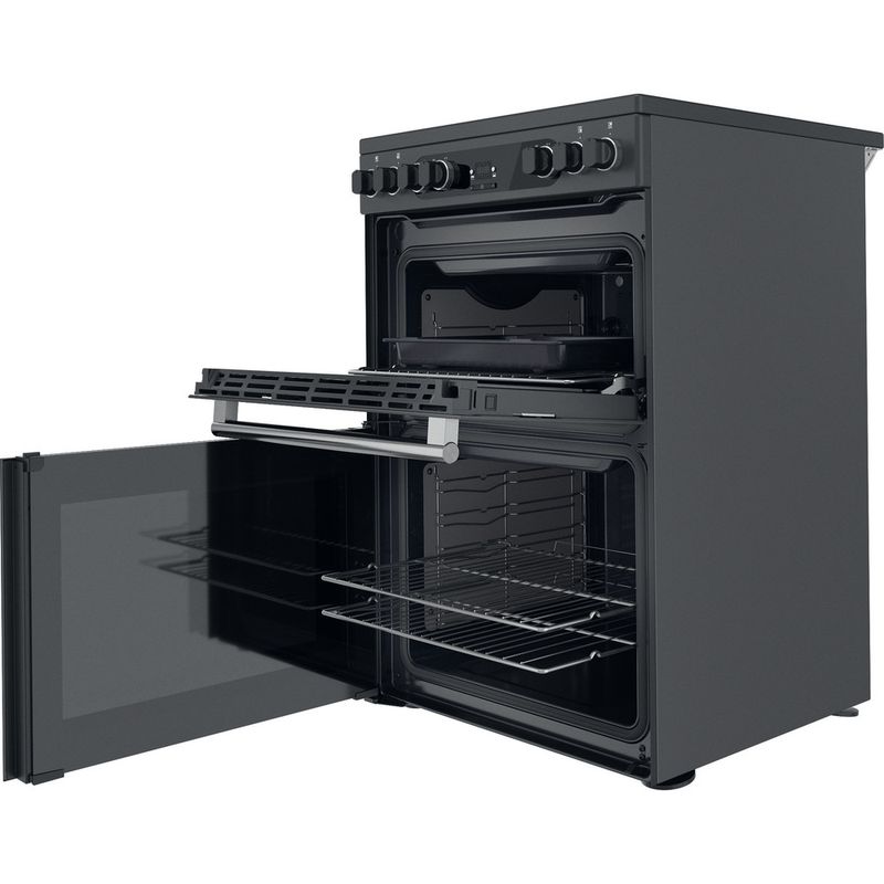 Hotpoint Double Cooker CD67V9H2CA/UK Antracite A Perspective open