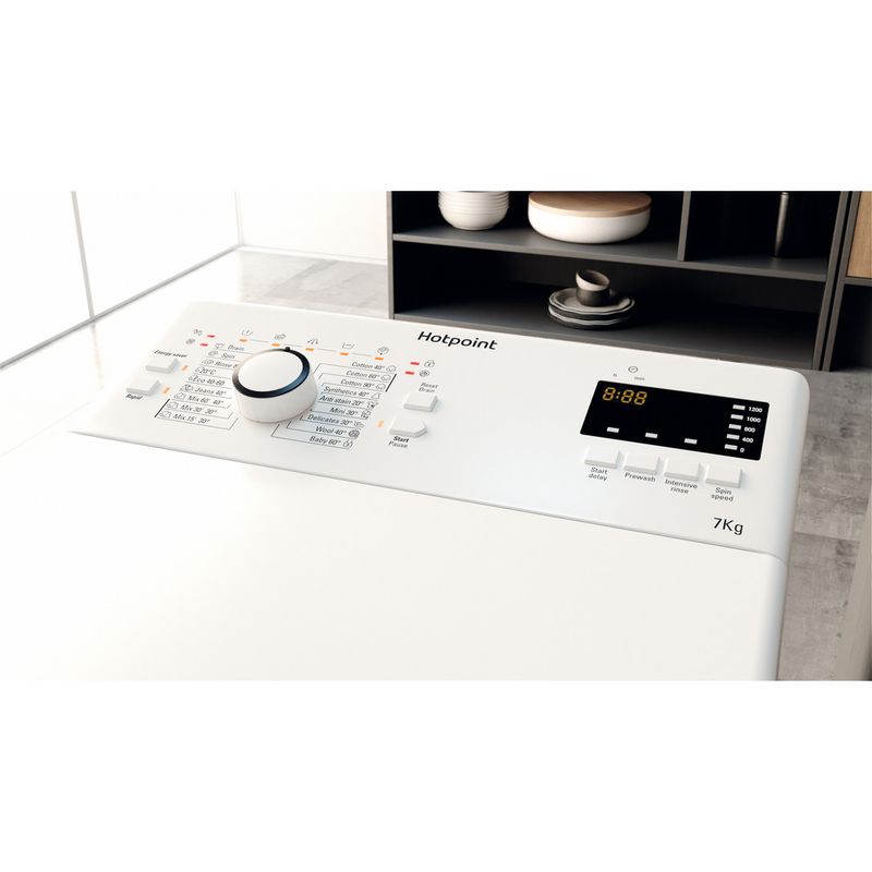 Hotpoint Washing machine Freestanding WMTF 722U UK N White Top loader E Lifestyle control panel