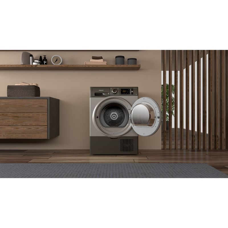 Hotpoint-Dryer-H3-D81GS-UK-Graphite-Lifestyle-frontal-open