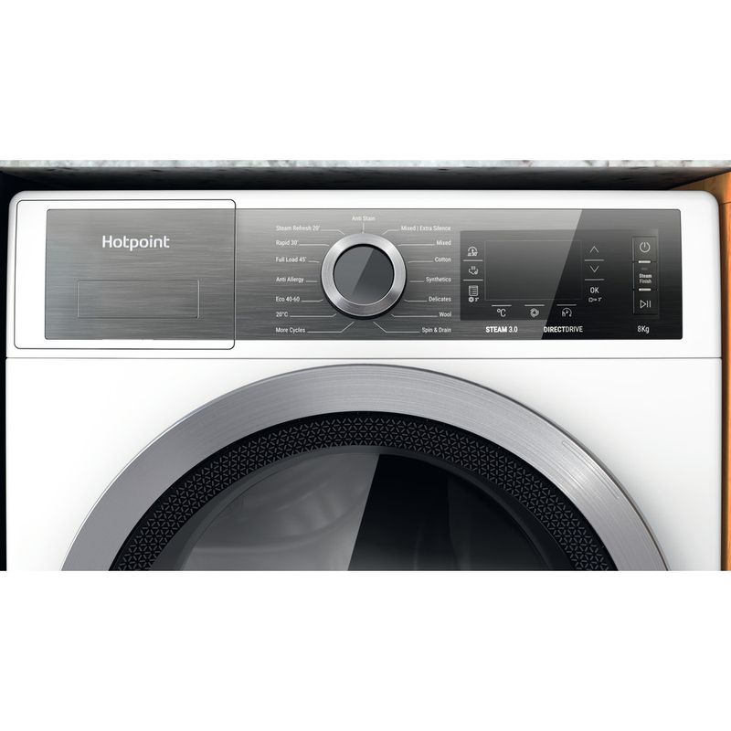 Hotpoint Washing machine Freestanding H6 W845WB UK White Front loader B Control panel