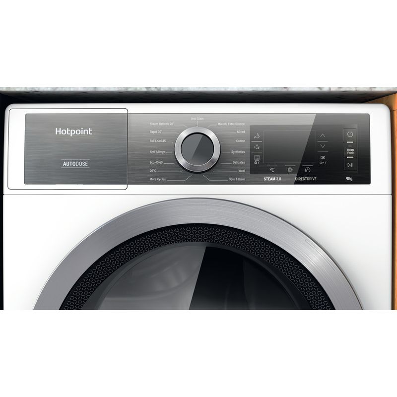 Hotpoint Washing machine Freestanding H7 W945WB UK White Front loader B Control panel