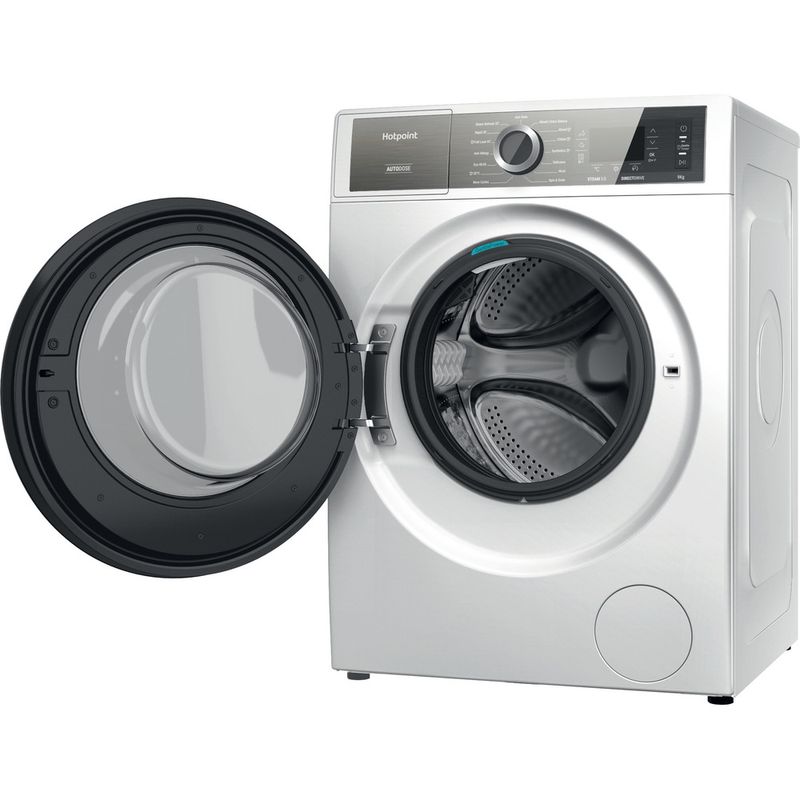 Hotpoint Washing machine Freestanding H8 W946WB UK White Front loader A Perspective open