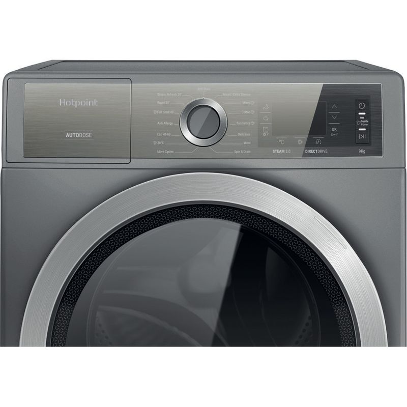 Hotpoint Washing machine Freestanding H8 W946SB UK Silver Front loader A Control panel