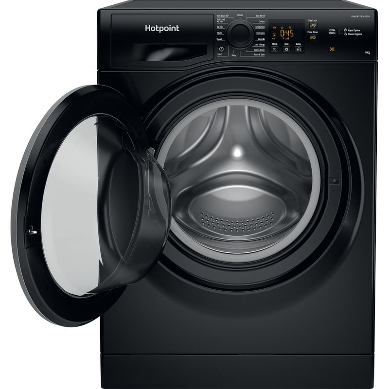 Hotpoint Washing machine Freestanding NSWM 944C BS UK N Black Front loader C Frontal open