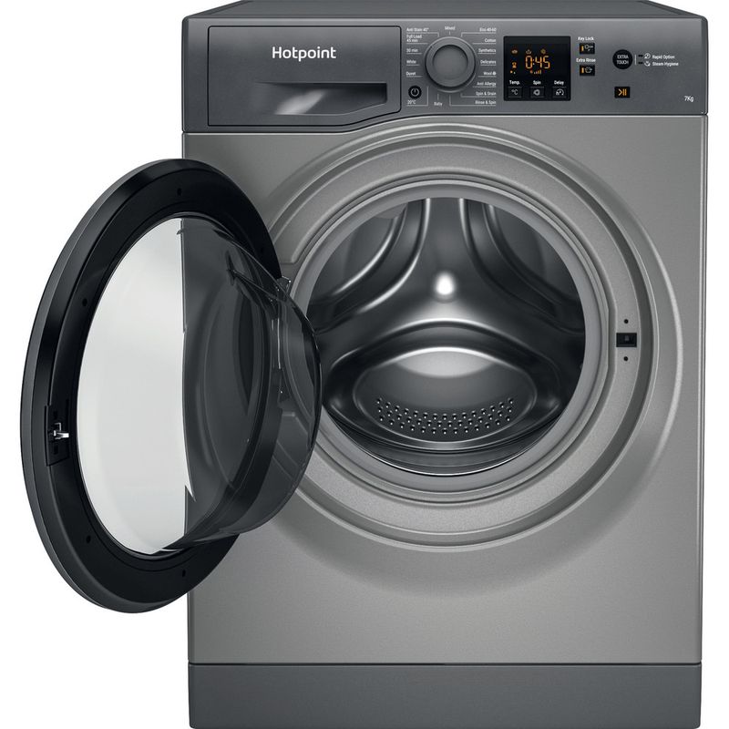 Hotpoint Washing machine Freestanding NSWR 743U GK UK N Graphite Front loader D Frontal open