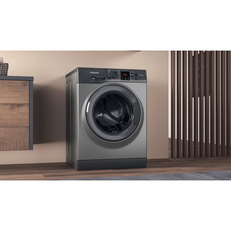 Hotpoint Washing machine Freestanding NSWR 743U GK UK N Graphite Front loader D Lifestyle perspective