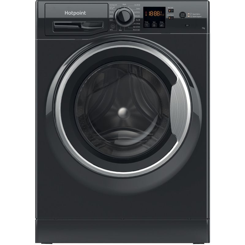 Hotpoint Washing machine Freestanding NSWM 743U BS UK N Black Front loader D Frontal