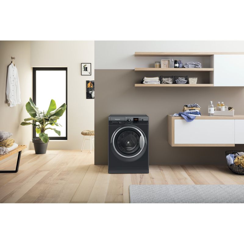 Hotpoint Washing machine Freestanding NSWM 743U BS UK N Black Front loader D Lifestyle frontal