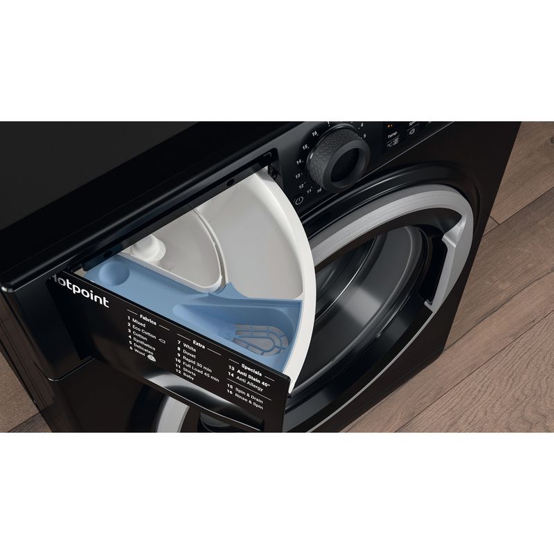 Hotpoint Washing machine Freestanding NSWM 743U BS UK N Black Front loader D Drawer