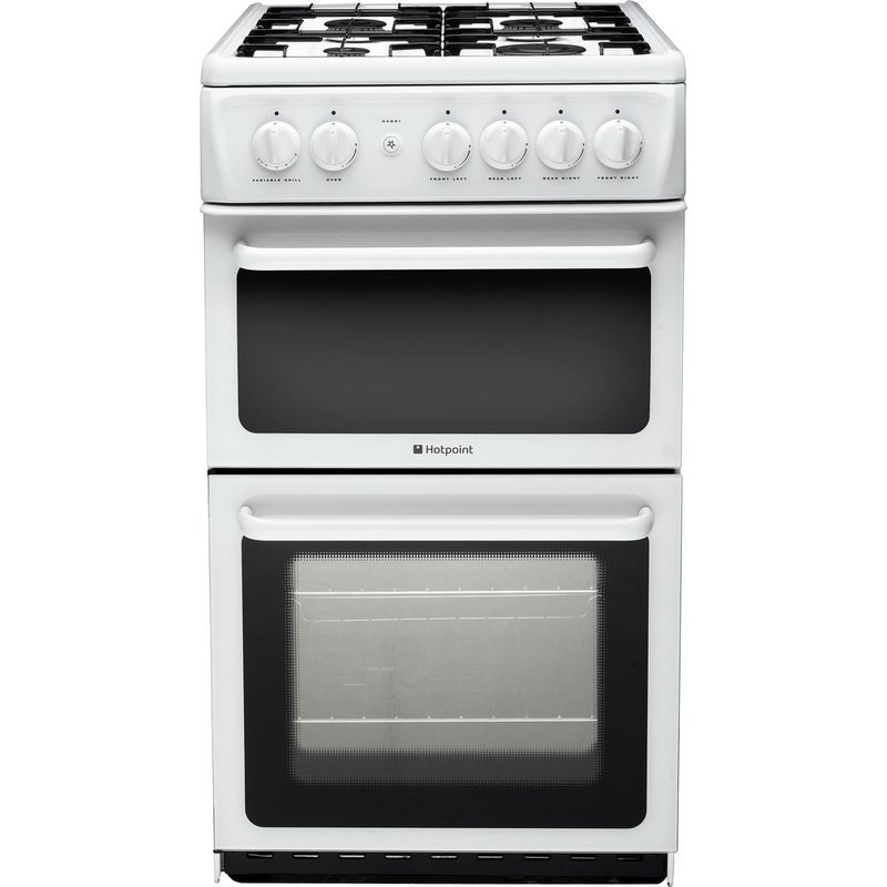 Hotpoint-Double-Cooker-HAG51P-White-A--Enamelled-Sheetmetal-Frontal