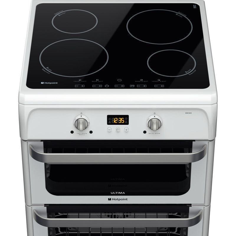 Hotpoint-Double-Cooker-HUI612-P-White-A-Vitroceramic-Frontal-top-down