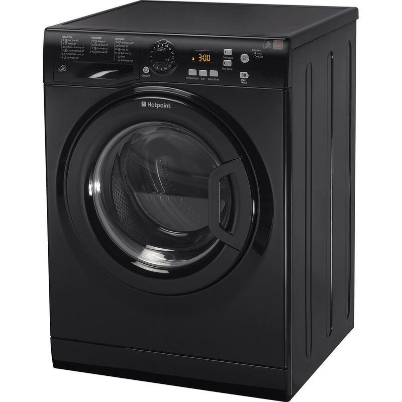 Hotpoint-Washing-machine-Freestanding-WMXTF-742K-UK-Black-Front-loader-A---Perspective