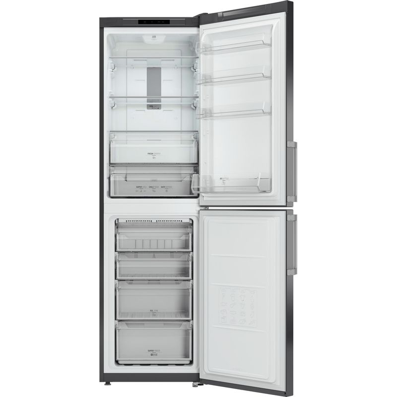 Hotpoint-Fridge-Freezer-Freestanding-XECO95-T2I-GH-Graphite-2-doors-Frontal-open