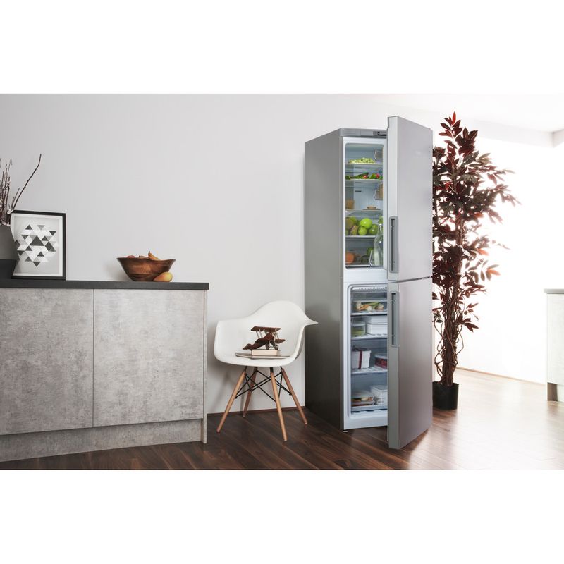 Hotpoint-Fridge-Freezer-Freestanding-XAO85-T1I-G-Graphite-2-doors-Lifestyle-perspective-open