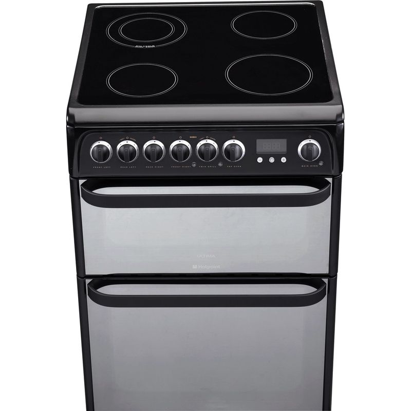 Hotpoint-Double-Cooker-DUE61BC-Charcoal-grey-A-Vitroceramic-Frontal-top-down